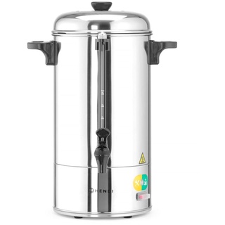 HENDI Kaffee-Perkolator, Einwandig, eingebauter Filterwanne, non drip Hahn, für grob gemahlen Kaffee, kein Papierfilter notwendig, 6L, 230V/1500W, 355x335x(H) 470mm, Edelstahl 230V, 150, Filterkaffeemaschine, Silber