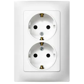 Simon Schuko Doppelsteckdose Serie Simon 10, 250 V, 10 A, weiß
