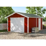 SKANHOLZ Holzgarage Varberg 1 3,70 x 5,25 m schwedenrot mit Seitenwand