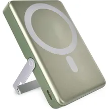 EMOS Powerbank 10 000 mAh WI 1031 mit Magnet, Passthrough und Wireless-Charging, USB-C-Port inkl. USB-Datenkabel, Grüngold, B0552AG - Grün