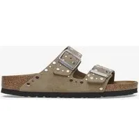 Birkenstock Arizona Rivet Sandalen Schmale Weite Damen braun/grau - 42