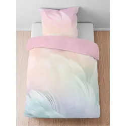 Bettwäsche BIBERNA Gr. 2, apricot, rosé, bedruckt, B/L: 155cm x 200cm, Linon, B/L: 80cm x 80cm, Linon, 100% Baumwolle, Bettwäsche