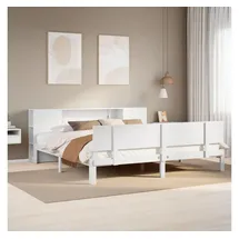 vidaXL Massivholzbett Mit Regal Ohne Matratze Weiß 180x200 Cm Kiefer Vidaxl