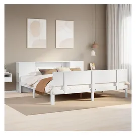 vidaXL Massivholzbett Mit Regal Ohne Matratze Weiß 180x200 Cm Kiefer Vidaxl