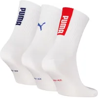 Puma UNISEX LOGO SHORT CREW Socken 3 Paar Rot/Weiß 39-42