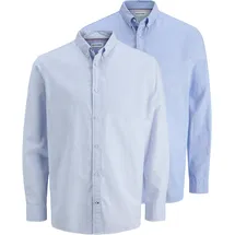 JACK & JONES Langarmhemd JJOXFORD DETAIL SHIRT LS 2 PACK MP (Packung, 2-tlg) blau S