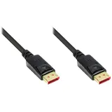 Good Connections DisplayPort 1.4 Kabel - 8K @60 Hz / 4K @240 Hz / 144 Hz - 32,4 Gbit/s - Premium - KUPFERLEITER - vergoldete Stecker mit Verriegelung/Arretierung, 3-Fach Schirmung - SCHWARZ - 1 m
