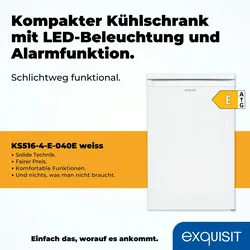 Exquisit Kühlschrank mit Gefrierfach, 109 Liter, kleiner Kühlschrank, freistehend, 85 cm hoch, Kompakt, KS516-4-E-040E weiss