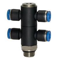 Riegler T-Mehrfachverteiler »Blaue Serie«, 4-fach drehbar, G 3/8 a.