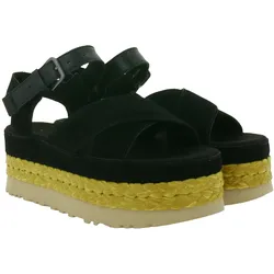 UGG Australia Aubrey Ankle Strap Damen Echtleder-Sandalette Plateau Sommer-Schuhe mit EVA-Sohle W/1167471 Schwarz - 40