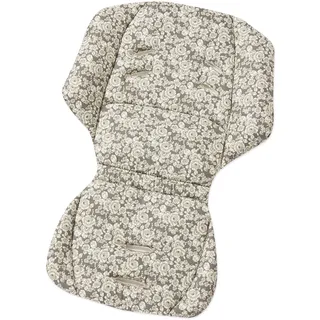 Gesslein Loop 702, Sitzauflage Kinderwagen & Buggy, universel, Wendeeinlage für Sommer & Winter, Tencel atmungsaktiv |Blume olive
