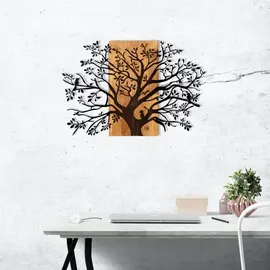 Asir Wanddekoration 85x58 cm Baum Holz/Metall - Braun/Schwarz