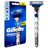 Gillette Mach3 Turbo 3D Rasierer Herren mit verbesserten Feuchtigkeitsstreifen, Rasierer + 1 Rasierklingen