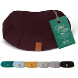 #DoYourYoga Zafu Halbmondkissen »Ganesh« mit Bio-Buchweizenschalen (KBA) waschbarer Bezug | 45 x 30 x 14 cm | Meditations-, Sitz-, Rondokissen für Yin Yoga | bordeaux