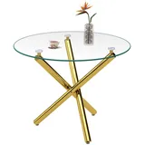 modfu Couchtisch, Gold, Glas, 80x77x80 cm, Wohnzimmer, Wohnzimmertische, Couchtische