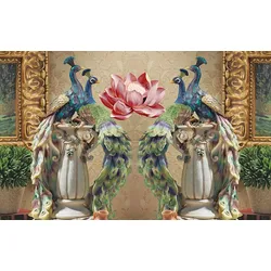 Fototapete PAPERMOON "Tiere mit Blumen", bunt, B:3,50m L:2,60m, Vlies, Tapeten