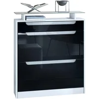 Vladon Schuhschrank, Schwarz Hochglanz, Holzwerkstoff, 89x104x23 cm, Garderobe, Schuhaufbewahrung,