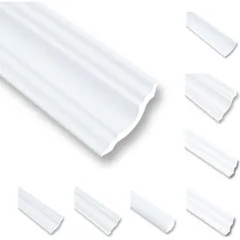 MDEKOR 100 Meter Deckenleisten Styropor XPS Stuckleisten Abschlussleiste Decke Weiss 50X50 mm Zierprofile Styroporleisten Deckenleisten Zierleisten Sparpaket NK50