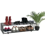 DanDiBo Ambiente Schuhregal Metall Schwarz 2 Ebenen 96549 Schuhablage Schuhständer Modern Stabil Massiv Schuhschrank Ablage