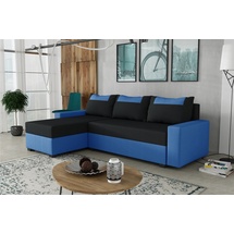 Fun Möbel Ecksofa Schlafsofa Sofa HEDVIG Manila Blau- Schwarz Ottomane Links