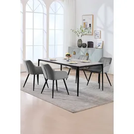Woltu Esszimmerstuhl Samt dunkelgrau 4er Set