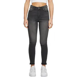 URBAN CLASSICS Ladies Skinny High Waist Open Hem Jeans - Schwarz