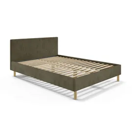 Andas Polsterbett ANDAS "Albybyn, Bettgestell mit Kopfteil und Lattenrost, in 2 Breiten", braun, B:145cm H:84cm L:205,5cm, 100% Polyester, Betten, Polsterbett, ohne Bettkasten und Matratze, in 2 Breiten- 140 und 160 cm