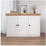 Homestyle4u Sideboard 134,6 x 82 x 41,8 cm Weiß / Eiche
