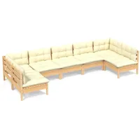 vidaXL Garten-Lounge-Set 7-tlg. creme Kiefer