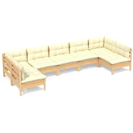 vidaXL Garten-Lounge-Set 7-tlg. creme Kiefer