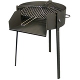 Rundgrill mit Halterung für große Pfannen. Maße: Durchmesser 60 cm x 75 cm