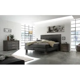 Hasena Boxspringbett Memphis, im Vintagelook, Massivholz-Umrandung, Tonnentaschen-Federkernmatratze