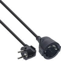 InLine Strom-Verlängerung Schutzkontakt Stecker gewinkelt / Buchse, schwarz,