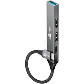 goobay Slim 4-Port USB-Hub, USB-CTM auf USB-CTM/USB-A, 5 Gbit/s