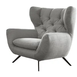 KAWOLA Hochlehnsessel CHARME Cord 72 x 100 x 80 cm Hellgrau mit Kissen
