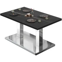 GGM Möbel Bistro Loungetisch 130 x 80 x 41 cm Schwarz Marmor/Edelstahl