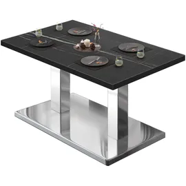 GGM Möbel Bistro Loungetisch 130 x 80 x 41 cm Schwarz Marmor/Edelstahl