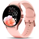 CkeyiN Smartwatch Damen mit Anruffunktion, Fitness Tracker Uhr, Smartwatch (3,6 cm/1,43 Zoll), Voll-Touch-Farbdisplay, 100+ Sportmodi, Musiksteuerung - Rosa