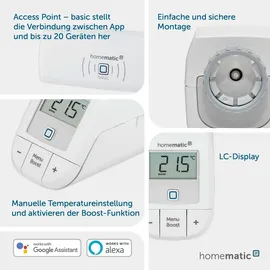 eQ-3 Homematic IP Smart Home Starter Set Heizen – Basic, Digitale Steuerung für Heizung mit oder ohne App, Alexa, Google Assistant, einfache Installation, Thermostat, Heizungsthermostat, 160955A0