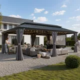 Purple Leaf Alu Pavillon 3,65 x 4,25 m inkl. 4 Seitenteile Grau
