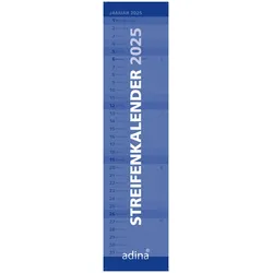 2025 ADINA Streifenkalender XL blau 49,5x11,3cm Monatskalender