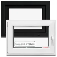 Fenster Anthrazit 50x90 cm 2 fach Verglasung - Alle Größen Kunststofffenster (60mm prof) -DIN L- Kellerfenster BxH: 500x900mm Perfekt für Hauskeller,Garagenfenster,Gartenhaus - Dreh-Kipp System