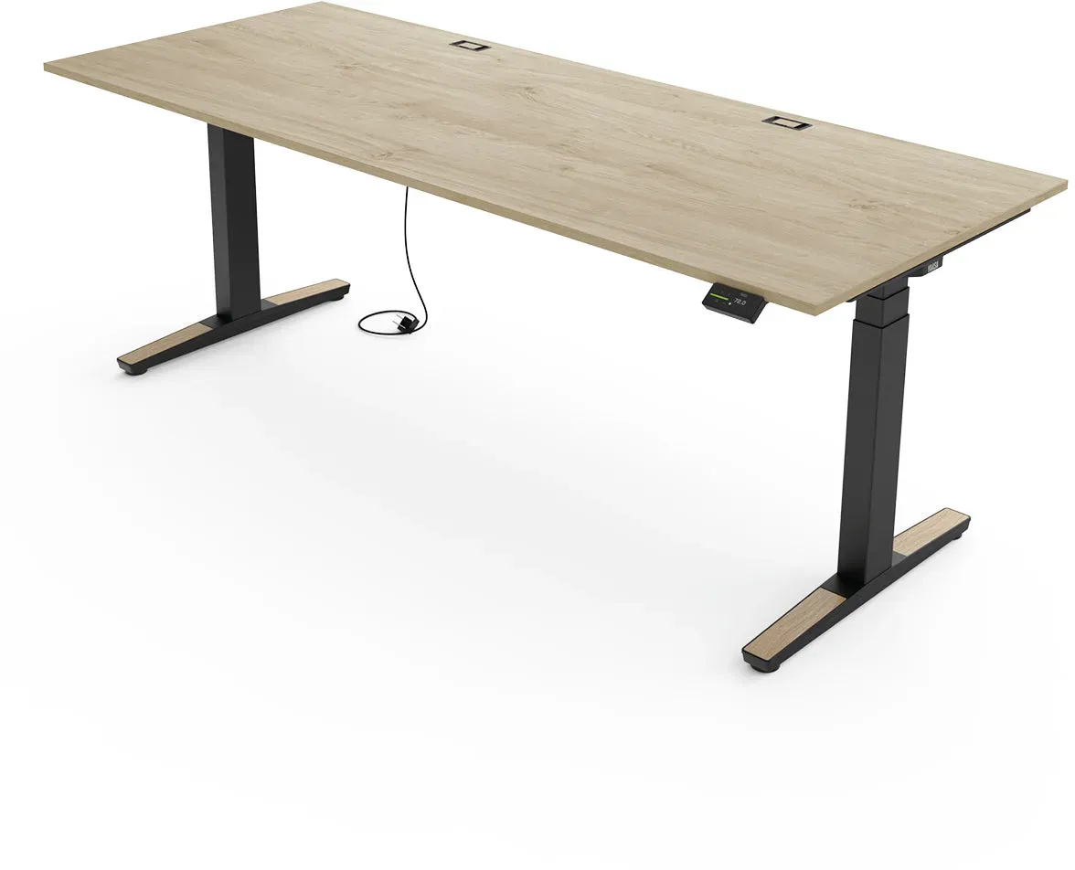 Yaasa Desk Expert, Eiche hell/Schwarz, 200x80 cm - Schreibtisch Höhenverstellbar Elektrisch