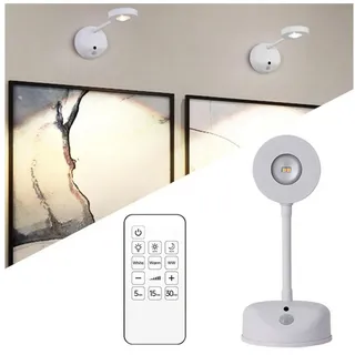 Refttenw Bilderleuchte LED Wandleuchte Innen LED Wandlampe mit Bewegungssensor, Timer, Dimmbar, Touch-Steuerung, 3 Helligkeitsstufen 3 Farbtemperaturen, LED fest integriert, Natürliches, Weißes, Warmweiß, 360° Wandlampe mit Fernbedienung, für Schlafzimmer Galerien weiß