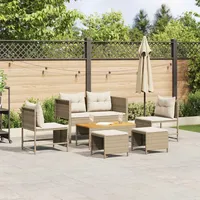 Outdoor Sofa Set Beige und Creme Rattan und Stoff Mittel, Design Gartenmöbel-Sets Neu - Beige