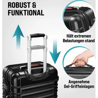 monzana Hartschalenkoffer Set 4tlg mit Zubehör Rollen 360o Schwarz