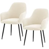 Btstil 2er Set Stuhlhussen mit Armlehne, Stretch Stuhlbezug Hussen für Stühle, Universal Jacquard Stuhlhussen, Abnehmbar Waschbar für Esszimmer Restaurant Schminktisch Bürostuhl (Beige)