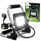 Lumiled Baustrahler LED mit Stativ 50W 5000lm Arbeitsleuchte 4000K IP65 Wasserdicht Tragbare Werkstattlampe für Garage Baustelle Außen Robustes Flutlicht Kabel 1.5m