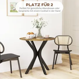 Homcom Esstisch Ø 78 cm rustikal-braun