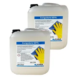 Essigsäure 60% Essigessenz C2H4O2 Reiniger Entkalker 2 x 10 Liter